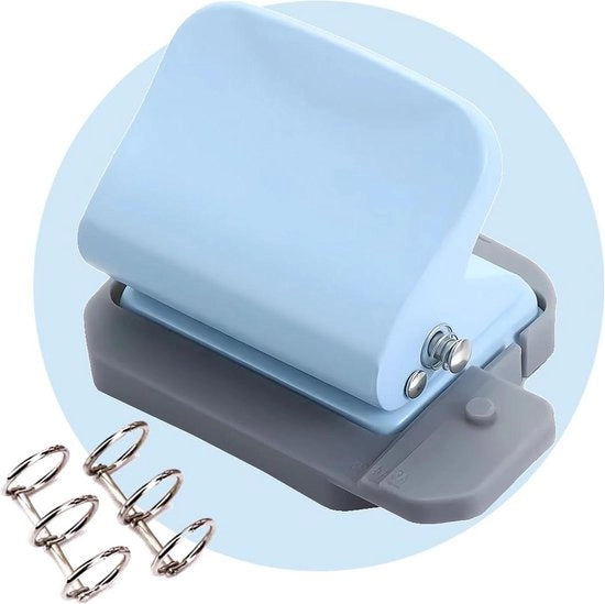 Punzone da tavolo 6-gaats regolabile - perforatrice per A4 A5 B5 carta - cartine macchina per fotobind (blu)
