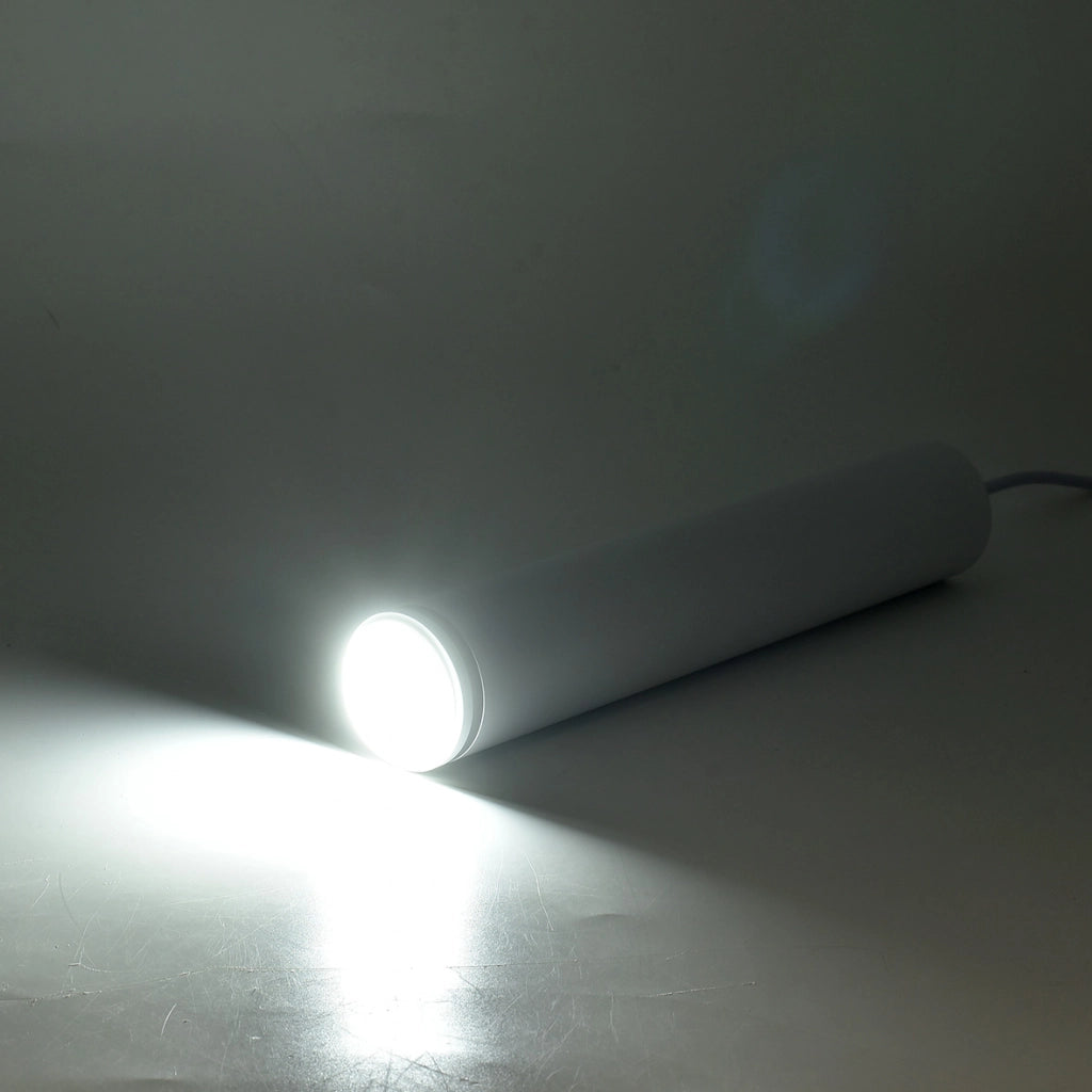 LAMPADARIO A SOSPENSIONE CILINDRICO IN ALLUMINIO BIANCO CON ATTACCO GU10 - ILLUMINAZIONE DIREZIONALE DESIGN MINIMAL PER CUCINA SOGGIORNO SALA DA PRANZO STUDIO O UFFICIO