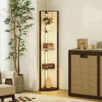 Lampada da Terra con 5 Ripiani e Luce LED, 3 Livelli di Luminosità e Interruttore a Pedale, Nero