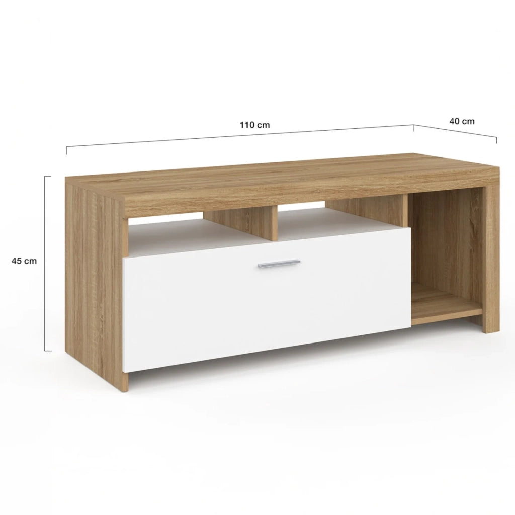 IDMarket - Porta TV armadio in legno e bianco MALO