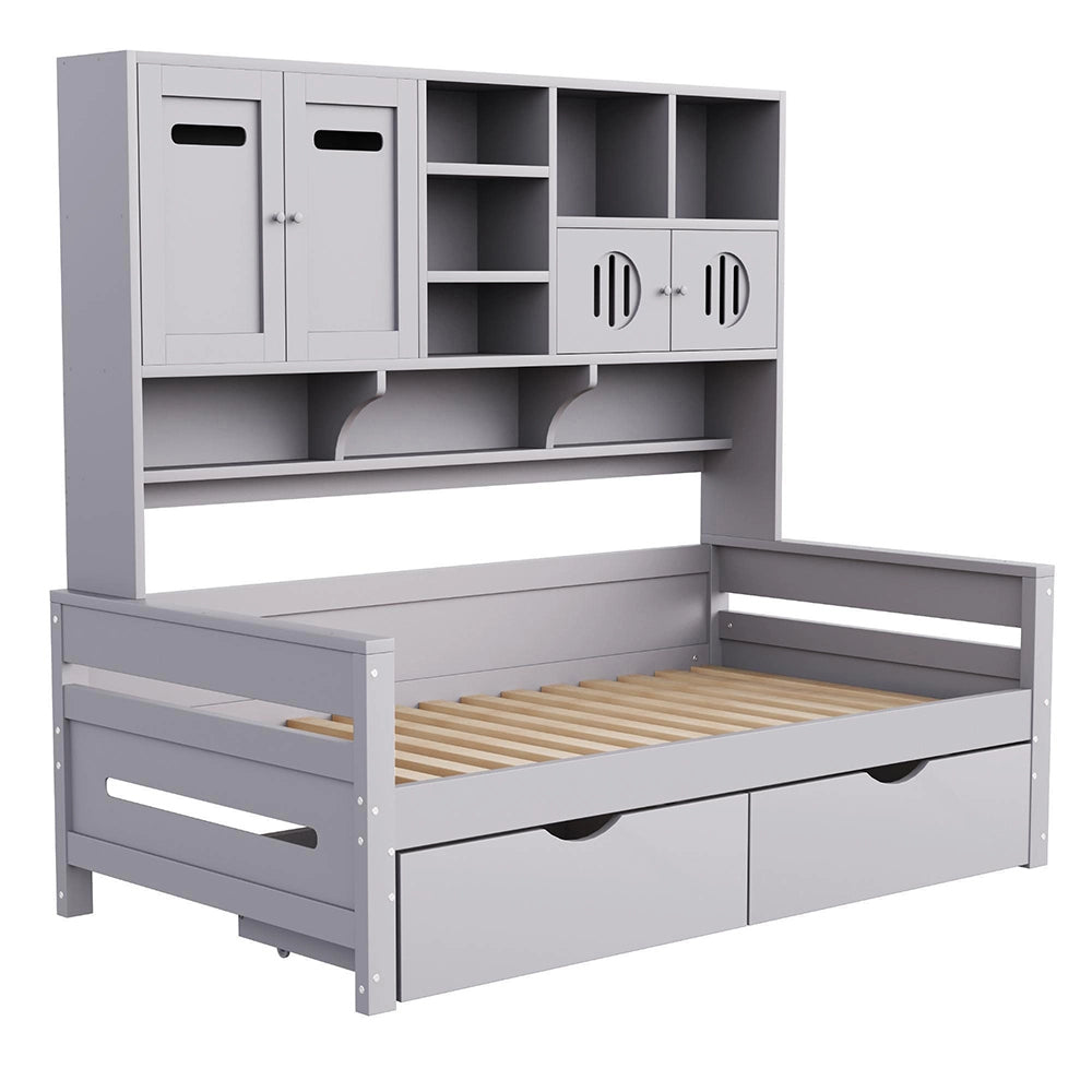 Divano letto legno 90x200cm?- Xylo - cassetto grigio