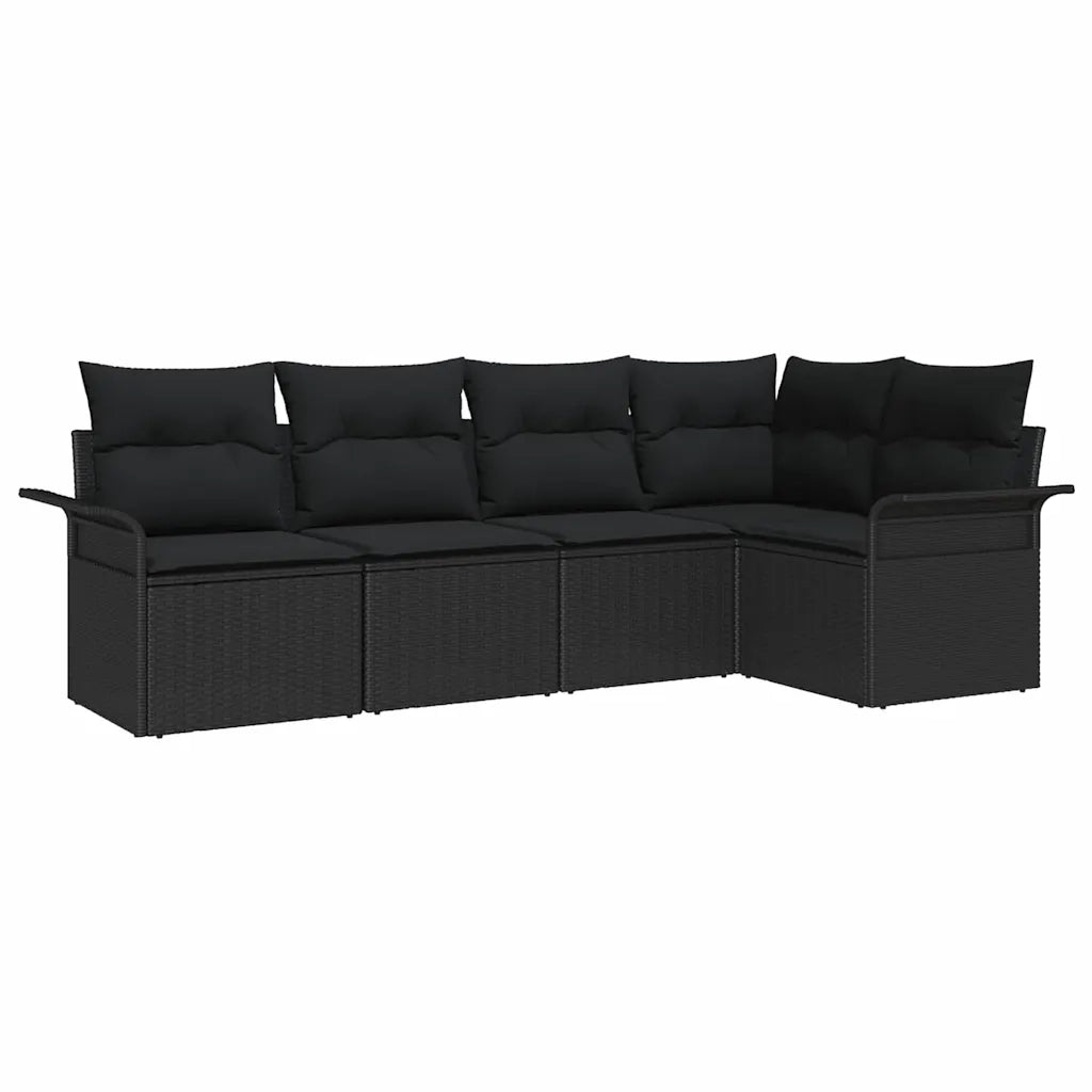 Set Divano da Giardino con archiviazione 5 pcs Nero polyrattan 3354032