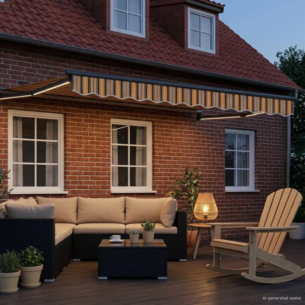 Tenda retrattile manuale con LED-Tenda parasole per balcone 3 x 2,5 m 461561