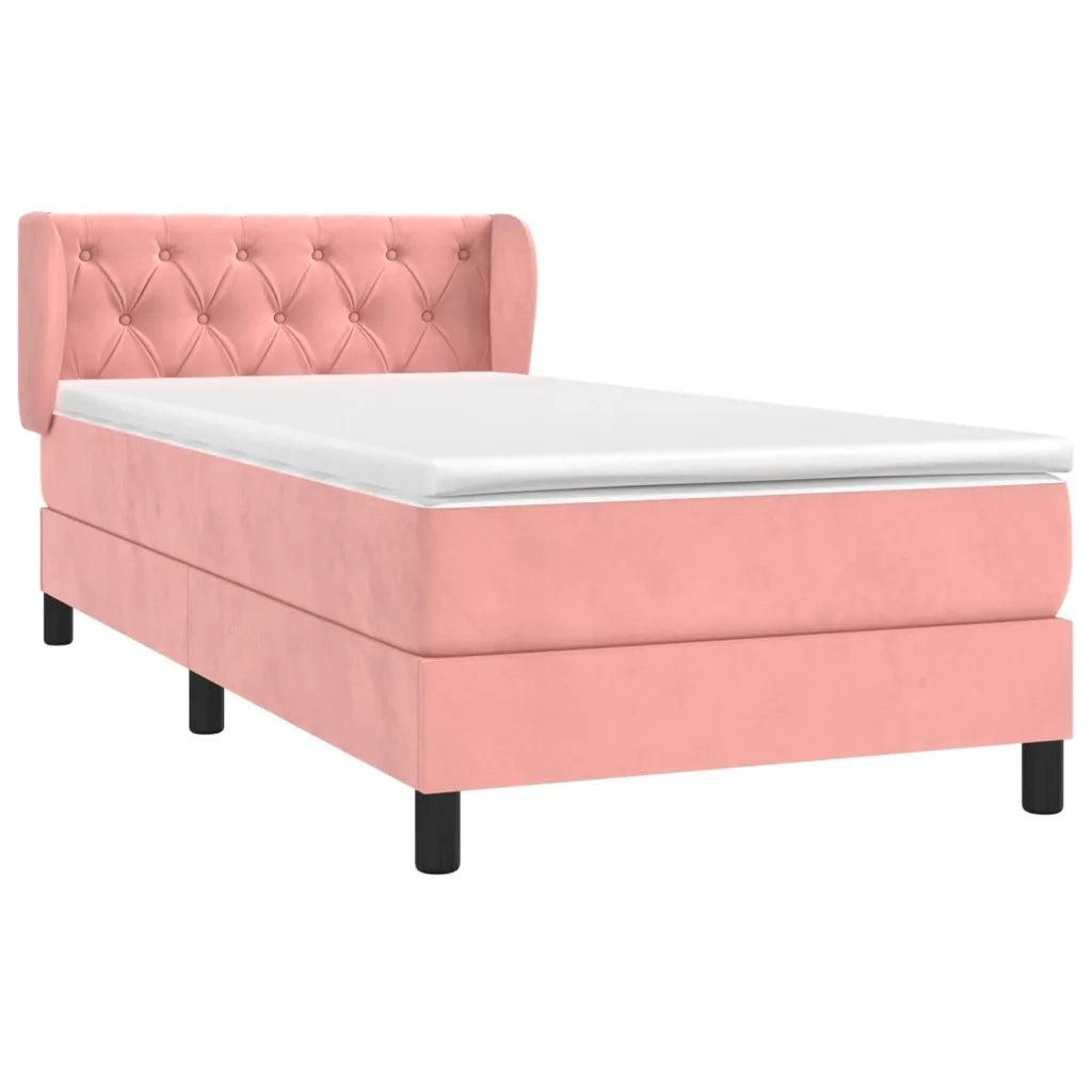 Giroletto a Molle con Materasso-Struttura Letto Rosa 80x200 cm in Velluto 666235