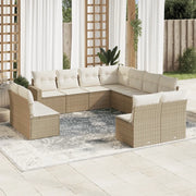 Set Divani da Giardino 11 pz con Cuscini Beige in Polyrattan 3219118