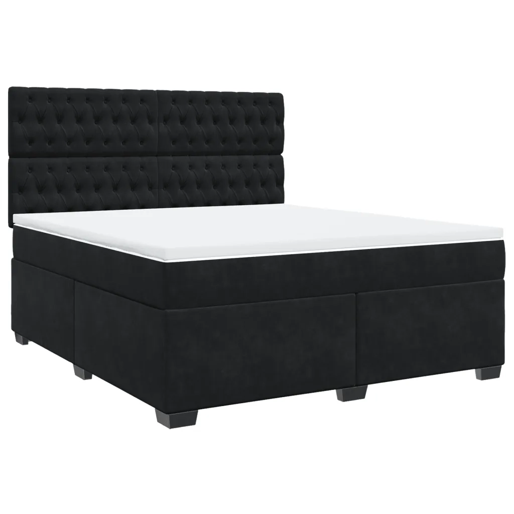 Giroletto a Molle con Materasso Nero 180x200 cm in Velluto 3290986