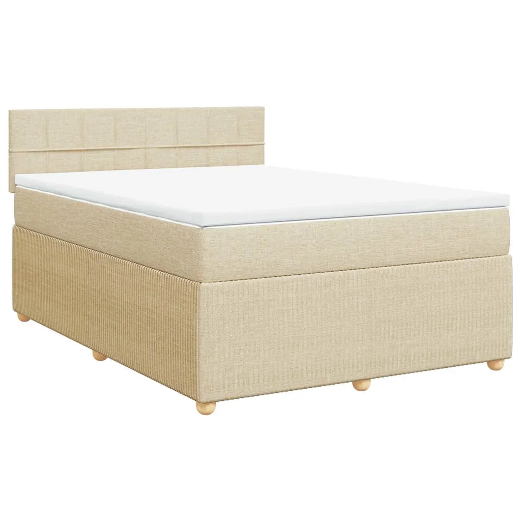 Giroletto a Molle con Materasso Crema 140x19 cm in Tessuto