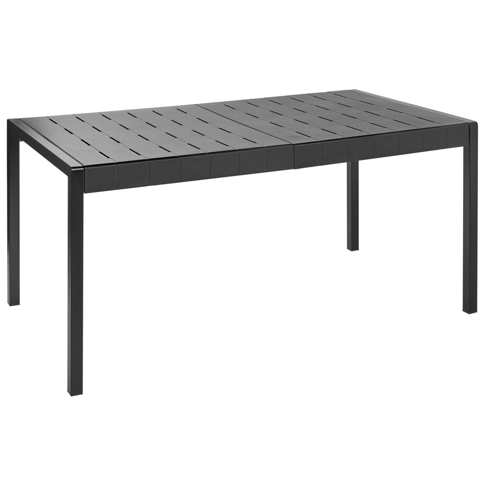Tavolo da pranzo da giardino Telaio sintetico nero 4-6 posti resistente alle intemperie Patio esterno