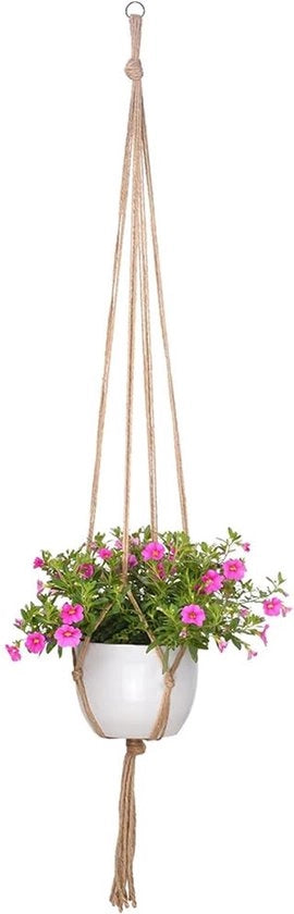 Sostegno per piante 95 cm per vaso da appendere per piante supporto per piante da appendere con porta di canapa per decorazione interna ed esterna (vaso non incluso)