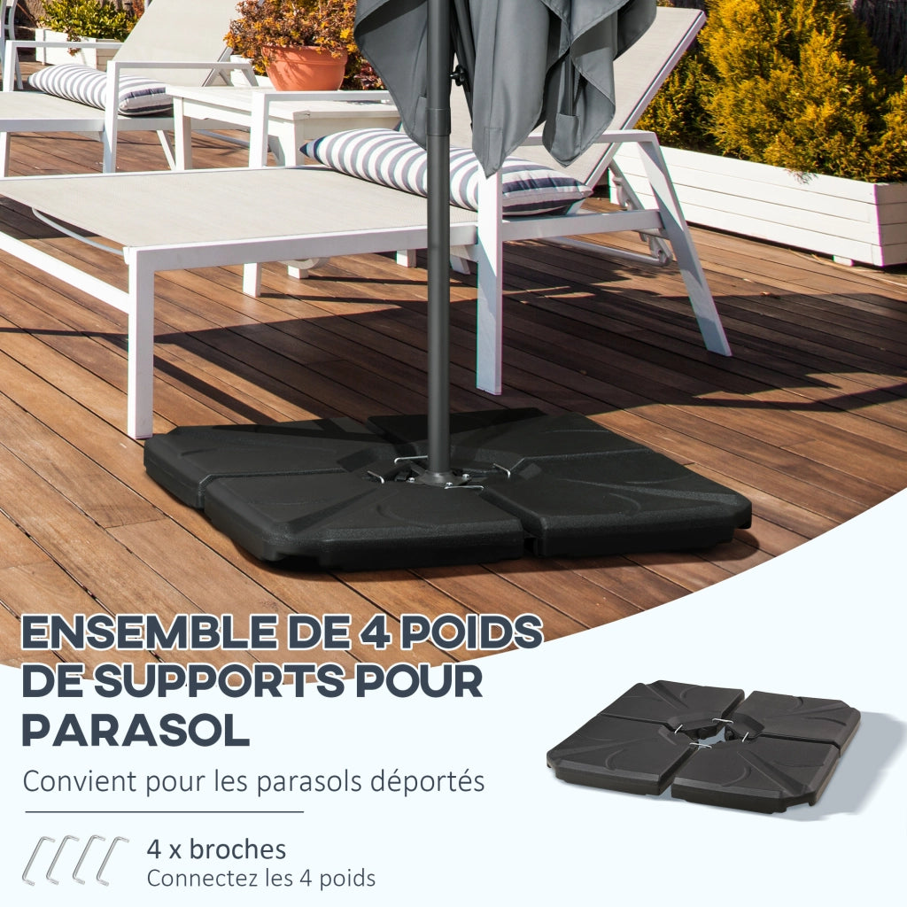 Set 4 Pesi per Parasole ¨C Zephmum ¨C Polietilene Grigio 40x40x10 cm
