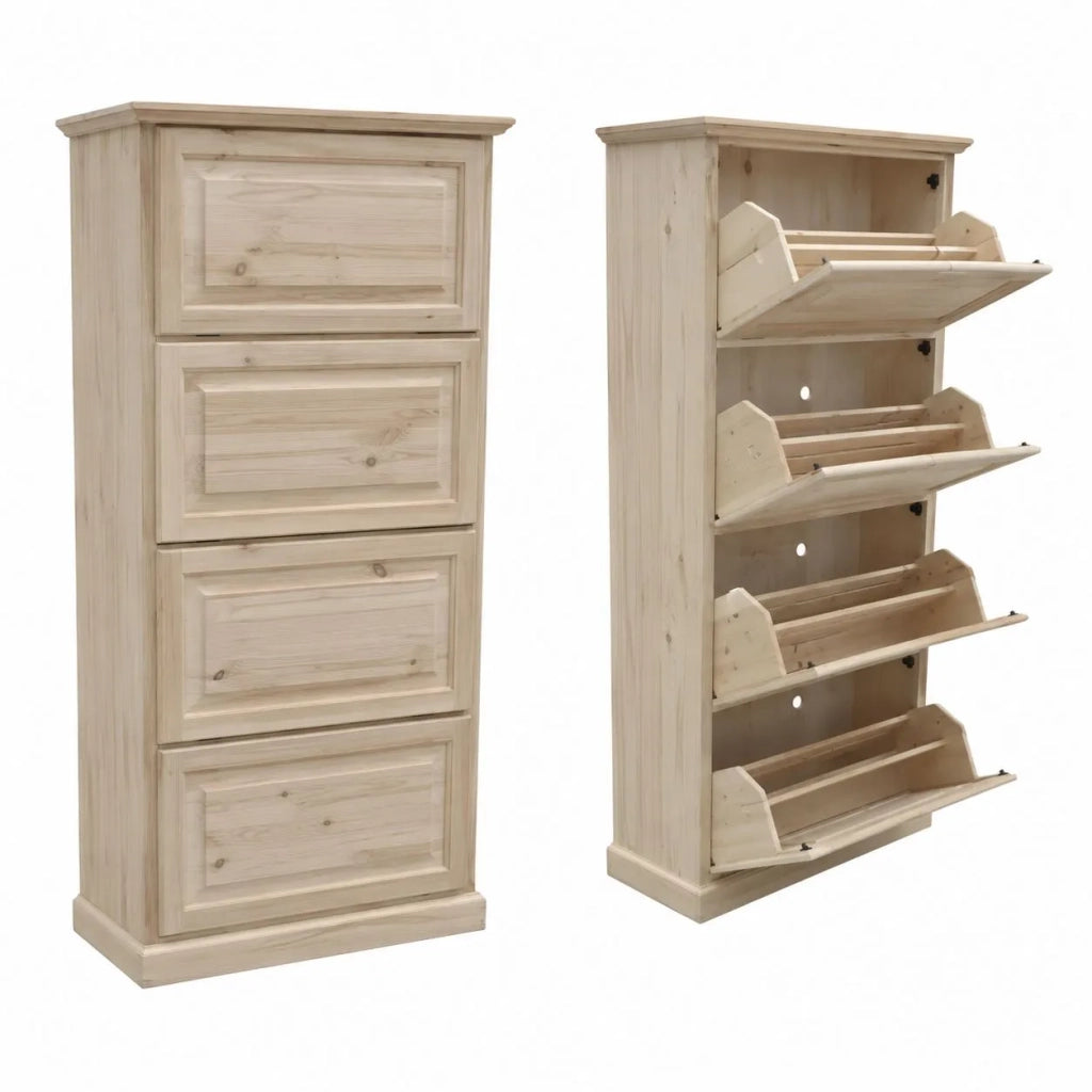 Scarpiera classica in legno 4  ribalte grezzo l.80 p.30 h.170 (1220) - Mobili 2G