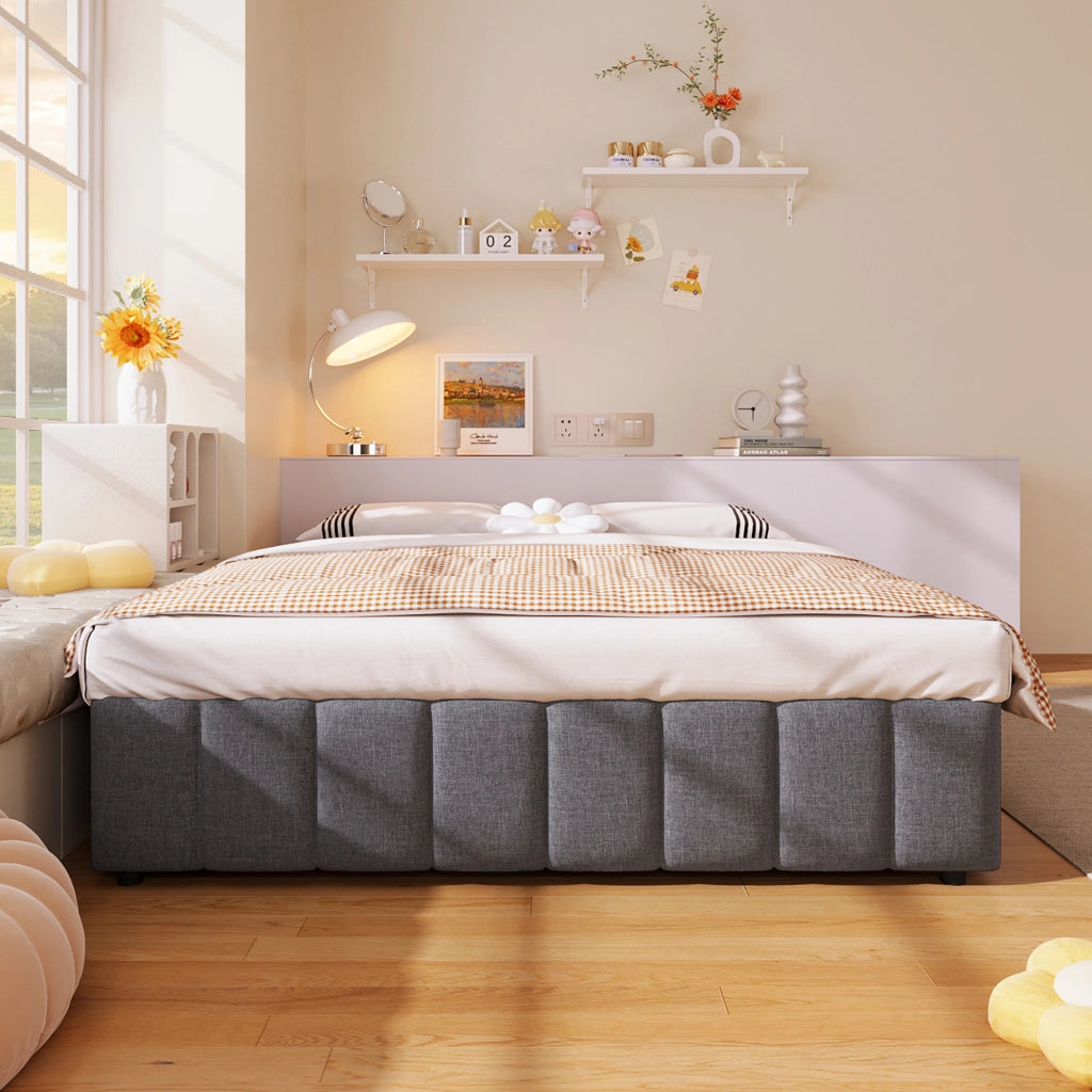 letto imbottito lino grigio 140 x 200 cm