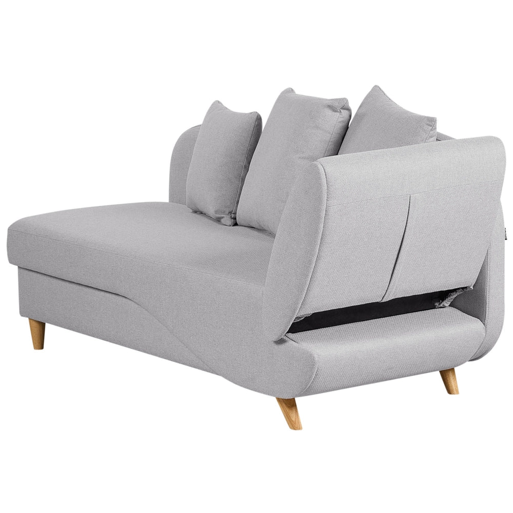 Chaise Longue in tessuto grigio chiaro lato destro con contenitore stile moderno soggiorno