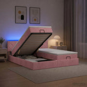 Letto con contenitore LED e materasso Rosa 200 x 200 cm Velluto 3459407