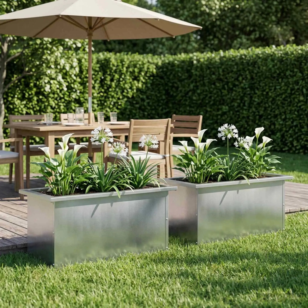 Fioriera da giardino con LED 2 pz Argento 30 x 60 x 30 cm 8008095