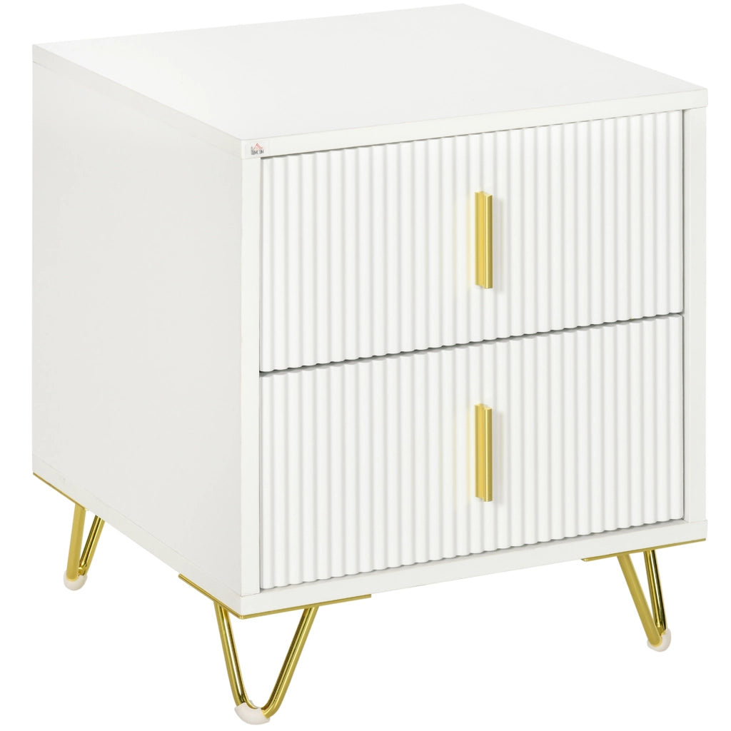 Comodino con 2 Cassetti ¨C zephmum ¨C Bianco Metallo 40x40x47 cm