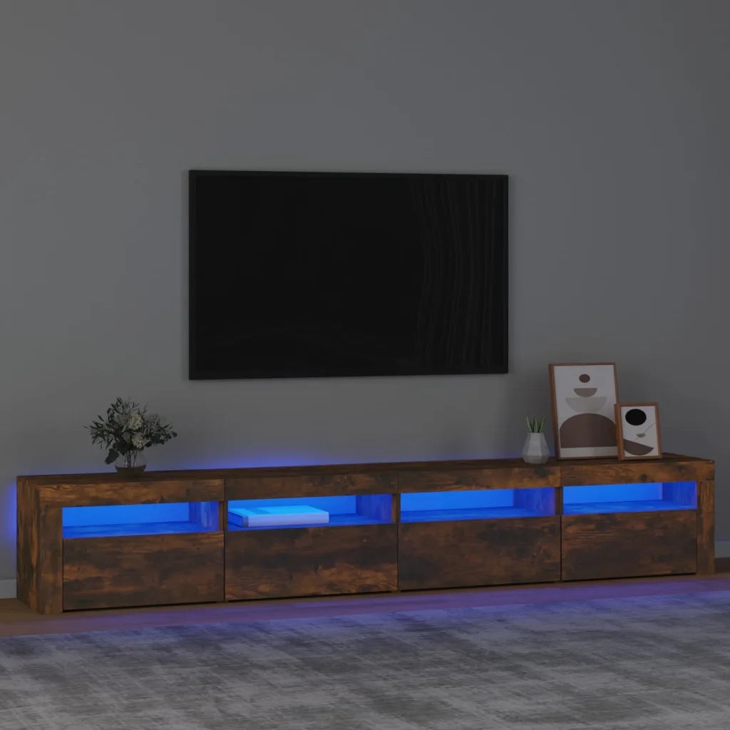 Mobile Porta TV con Luci LED-Mobile per TV-Credenza TV Rovere Fumo 240x35x40 cm 108689