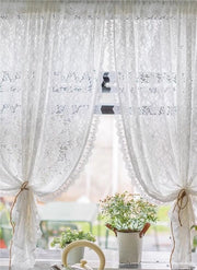 Tende a quadri di Jacquard - fiori - 175x140 cm - 1 pezzo