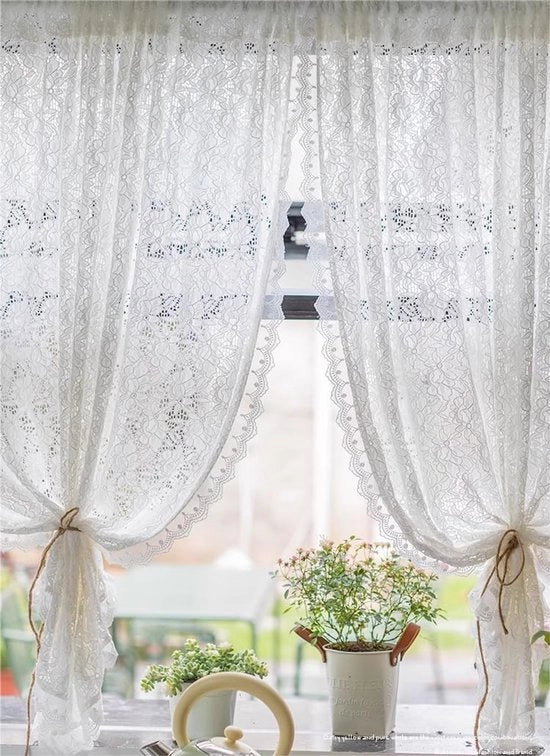 Tende a quadri di Jacquard - fiori - 175x140 cm - 1 pezzo