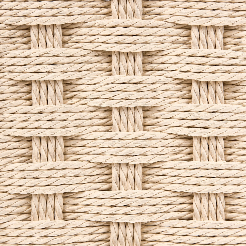 Set di 2 sedie da pranzo con struttura in legno di gomma e sedili in corda di carta senza braccioli in stile retrò per la sala da pranzo marrone e beige