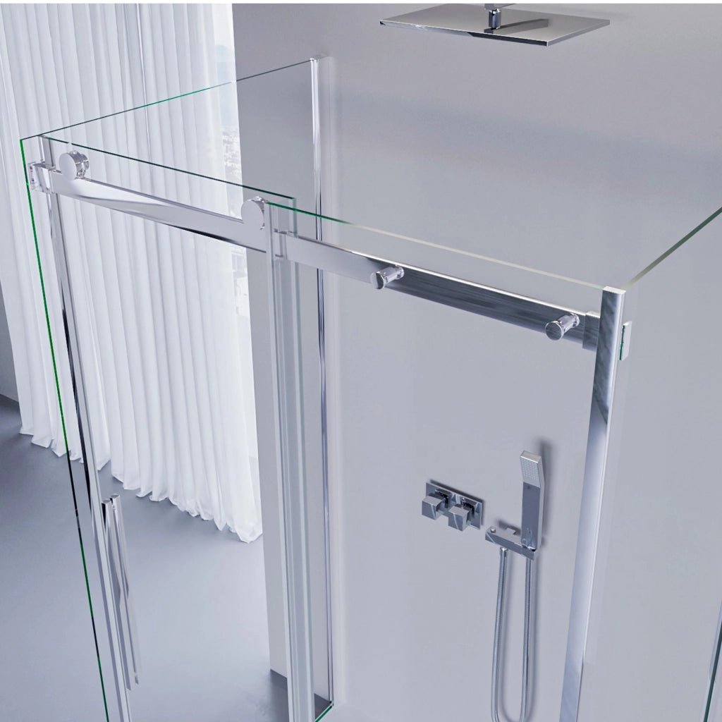 Box Doccia 3 Lati 70x140x70 cm 1 Anta Scorrevole in Cristallo Trasparente 8mm H195 Bonussi Alina