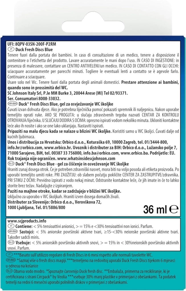 SET 5 DUCK FRESH DISCS BLUE BASE PER DISCHI GEL IGIENIZZANTI WC 1 APPLICATORE E 6 DISCHETTI