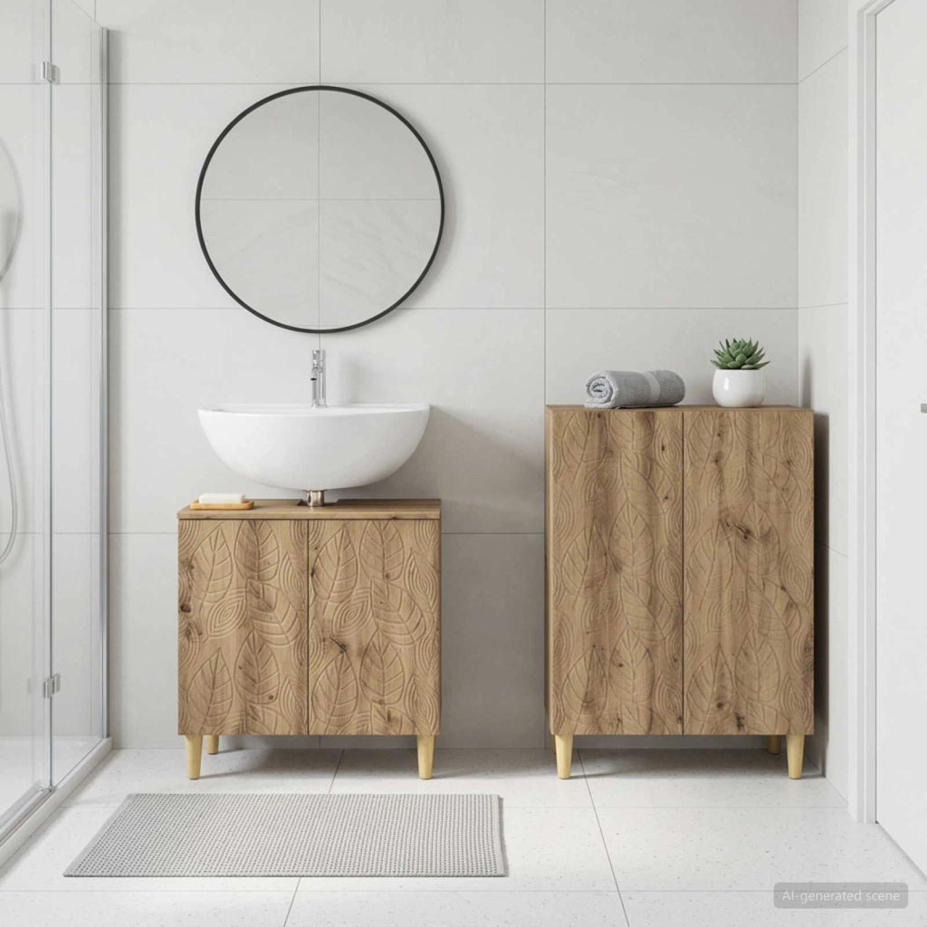Set di Armadi da Bagno da 2 Pezzi DELFT Rovere Artigianale 3417629