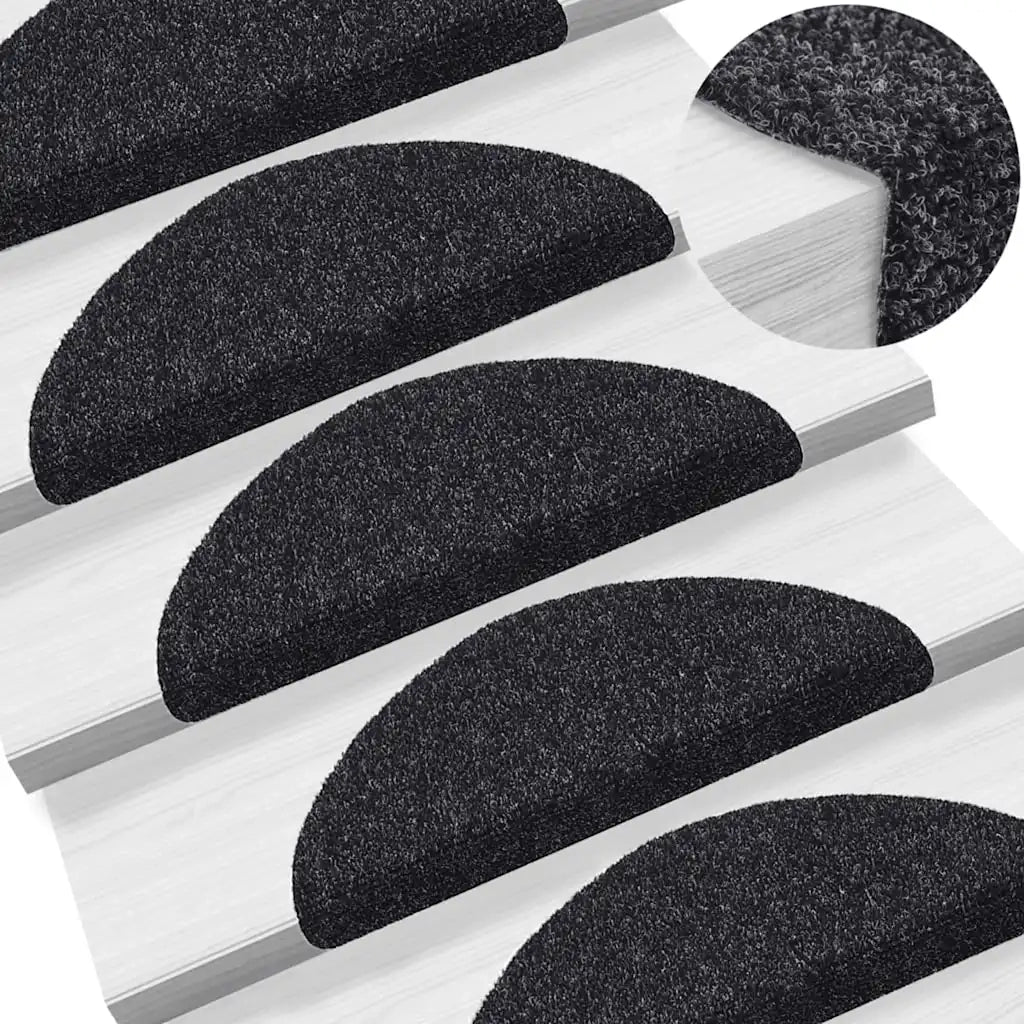 Tappetini per scale autoadesivi 30 pz 56x17x3 cm neri semicircolari 3365681