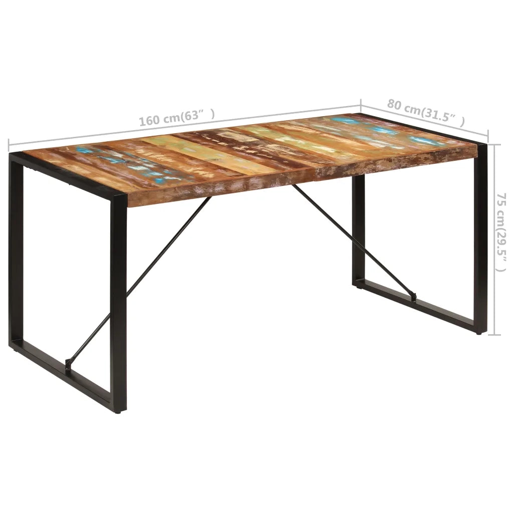 Tavolo da Pranzo 160x80x75 cm in Legno Massello di Recupero 247418