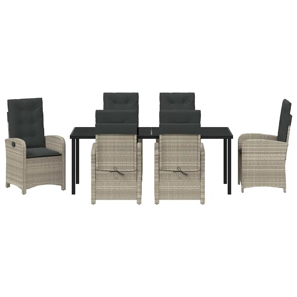 Set da Pranzo per Giardino 7 pcs Grigio chiaro polyrattan 3380300