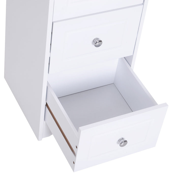 Mobiletto Bagno Cassettiera 3 Cassetti in Legno 30x30x68.5 cm  Floreare Bianco