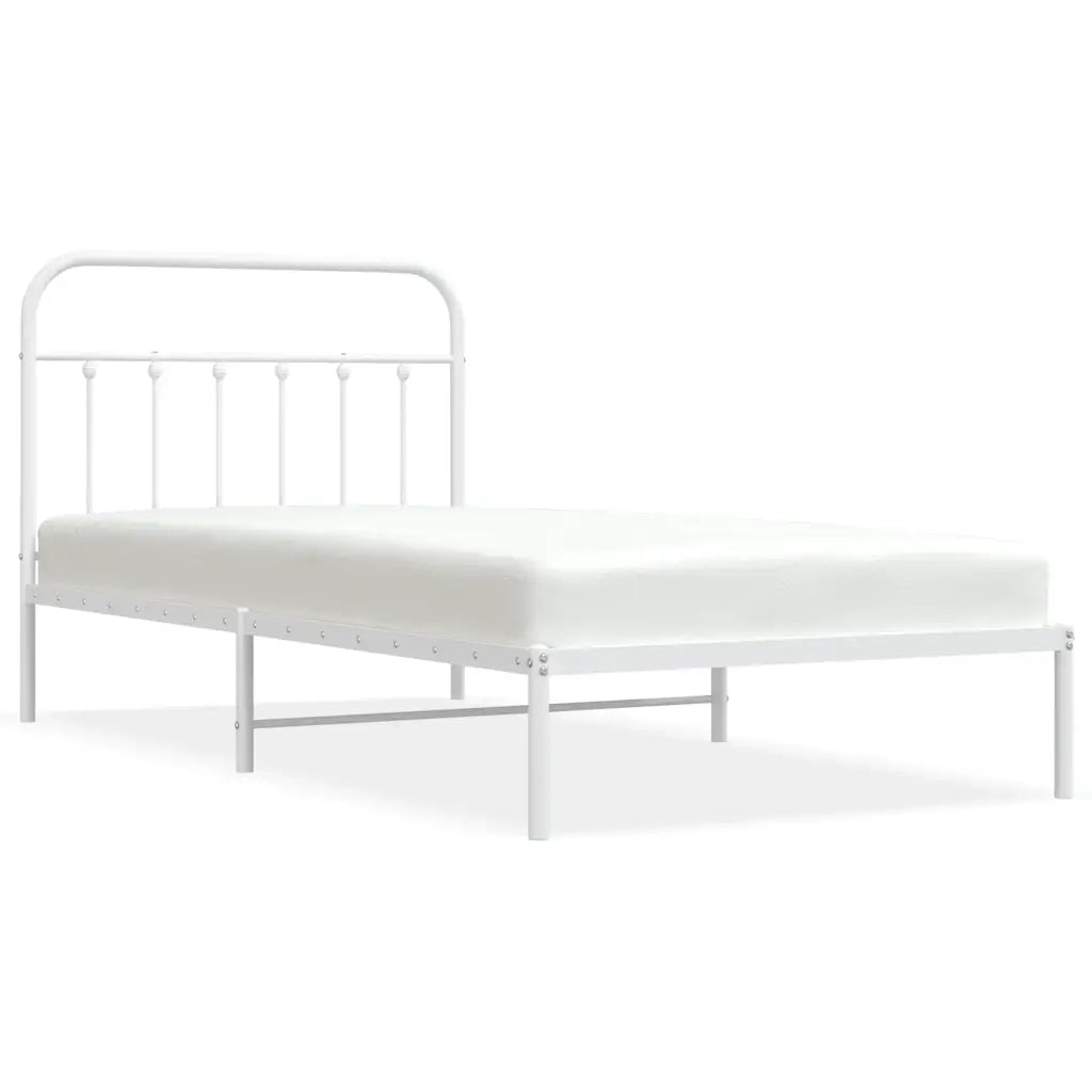 Giroletto con Testiera-Struttura Letto con testiera Metallo Bianco 107x203 cm 623125
