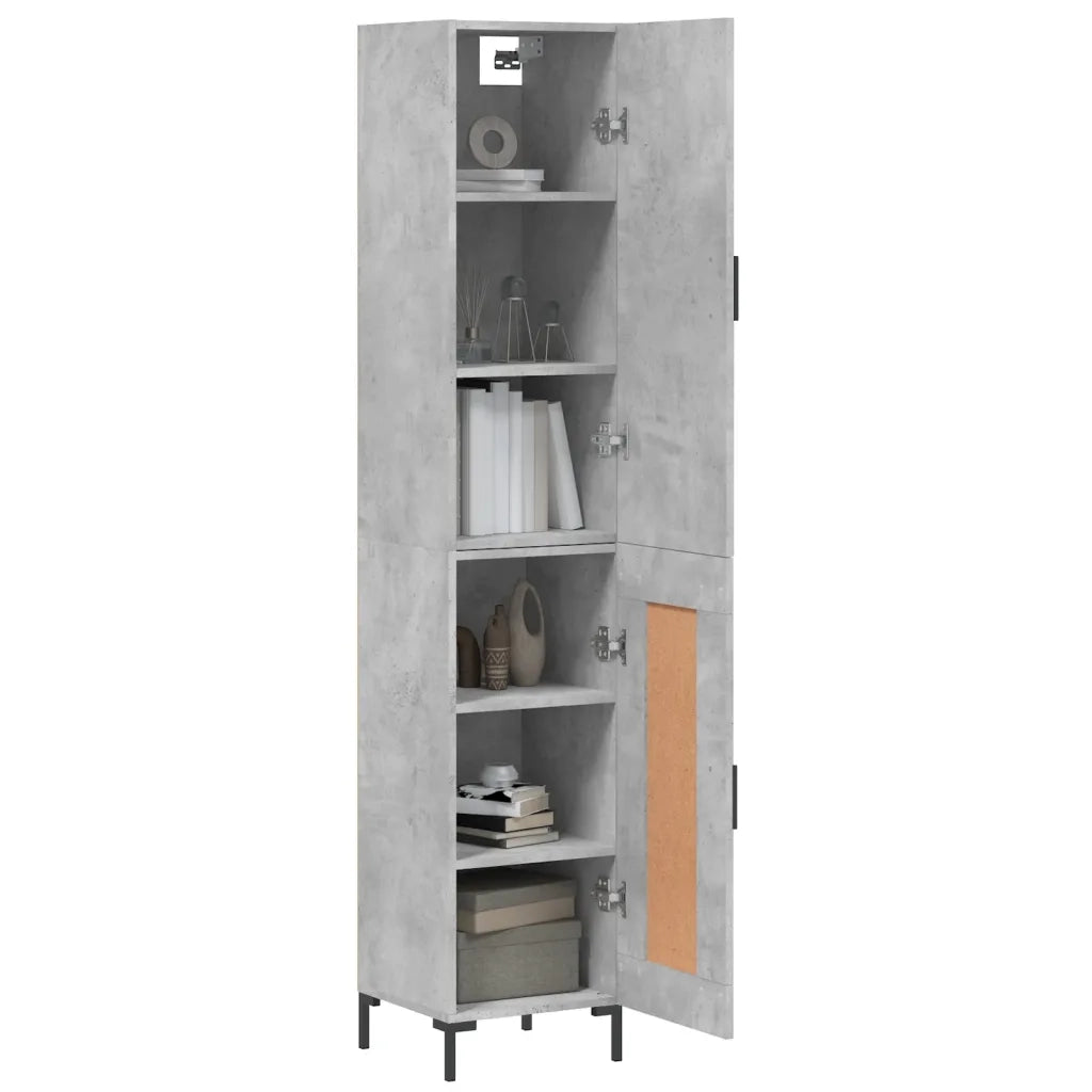 Credenza | Madia | Buffet da pranzo | Armadio da pranzo Grigio Cemento 34,5x34x180 cm in Legno Multistrato