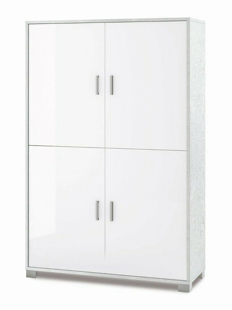Mobile Armadio 4 ante H162 L107 P41 struttura Bianco Frassinato frontali Bianco Lucido 734k Sarmog