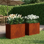 Vaso da giardino 2 pz Ruggine 60 x 30 x 40 cm Acciaio Corten 8005567