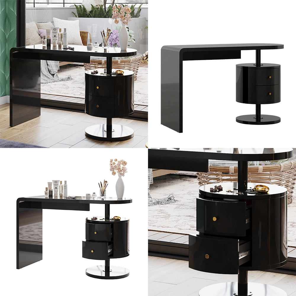 Vicco Tavolo da toeletta Nero lucido 120 cm con 2 cassetti
