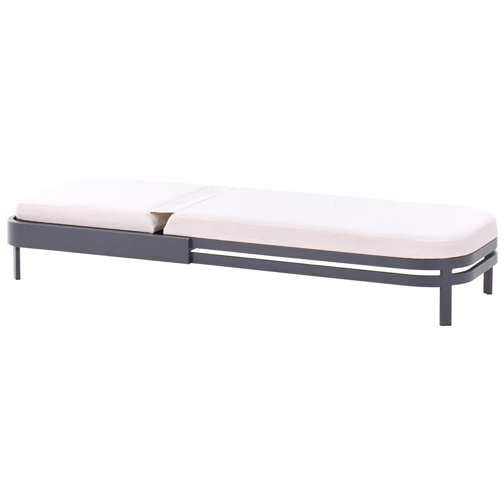 Lettino da giardino moderno reclinabile con struttura in metallo Beige chiaro stile moderno