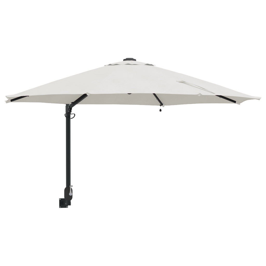 Ombrellone da Giardino a Parete con LED Sabbia 248 cm