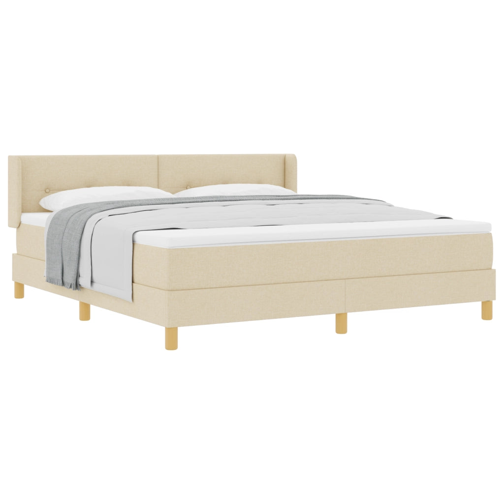 Letto a Molle Box con Materasso Panna 180x200 cm Tessuto