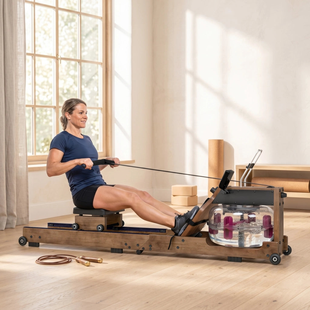 Vogatore per Casa ¨C Zephmum ¨C Legno di Gomma Pieghevole Bluetooth APP Doppia Guida LCD 158 kg