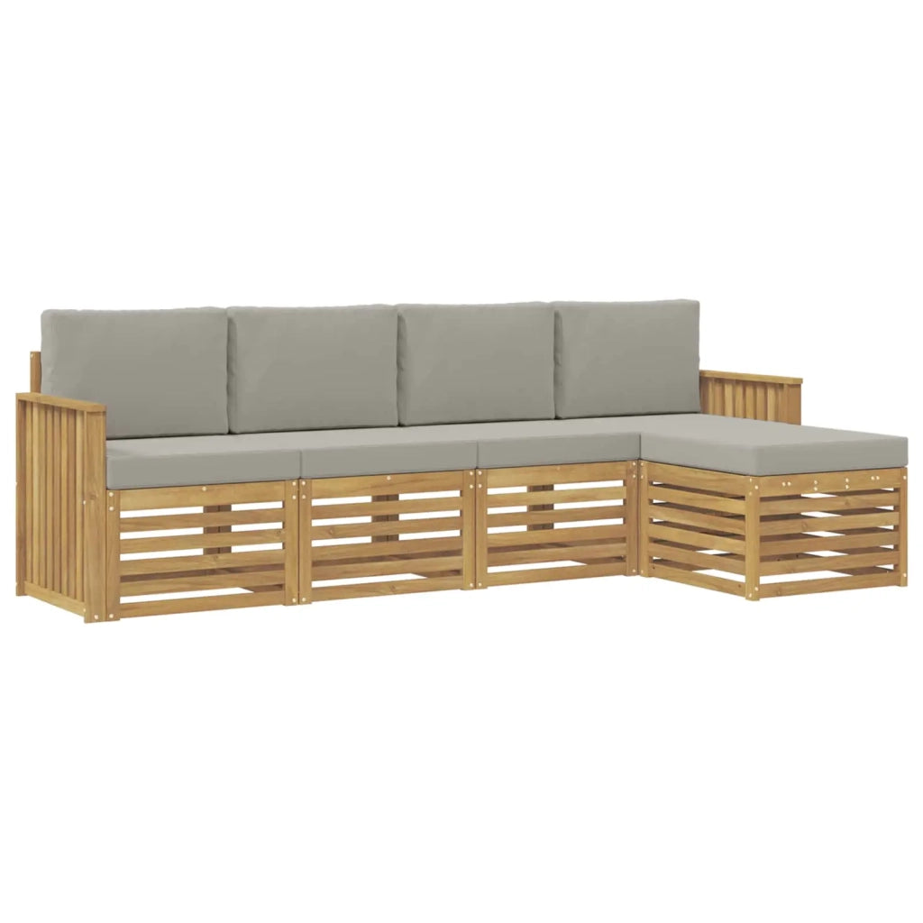 Set di divani da esterno 5 pcs Bianco e Grigio Chiaro 3391671