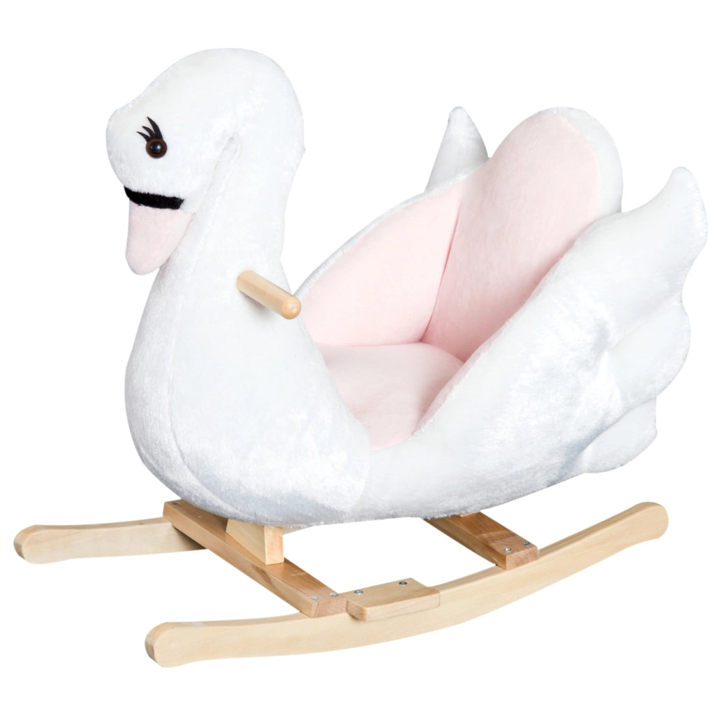 Cavallo a Dondolo per Bambini ¨C zephmum ¨C Plush Tessuto Legno 55 cm