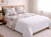 Completo Lenzuola Letto In 100% Cotone Made Italy Disegno Brick - Singolo - Beige