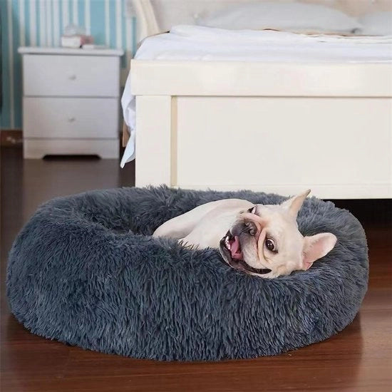 Letto per gatti in circonferenza con imbottitura lavabile e fondo antiscivolo (60 cm - grigio scuro) - Adatto per gatti e piccoli/cani di media taglia
