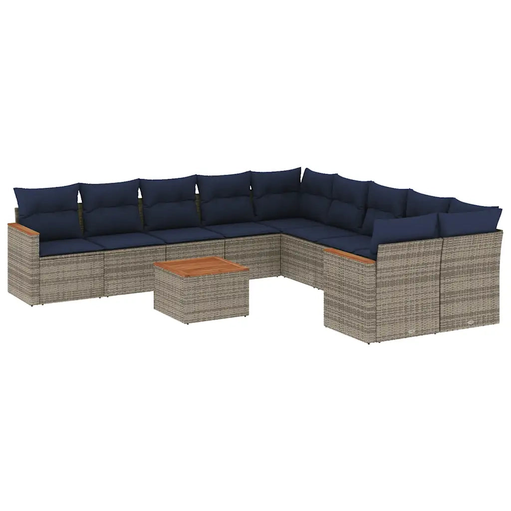 Set Divani da Giardino 11 pz con Cuscini Grigio in Polyrattan 3226362