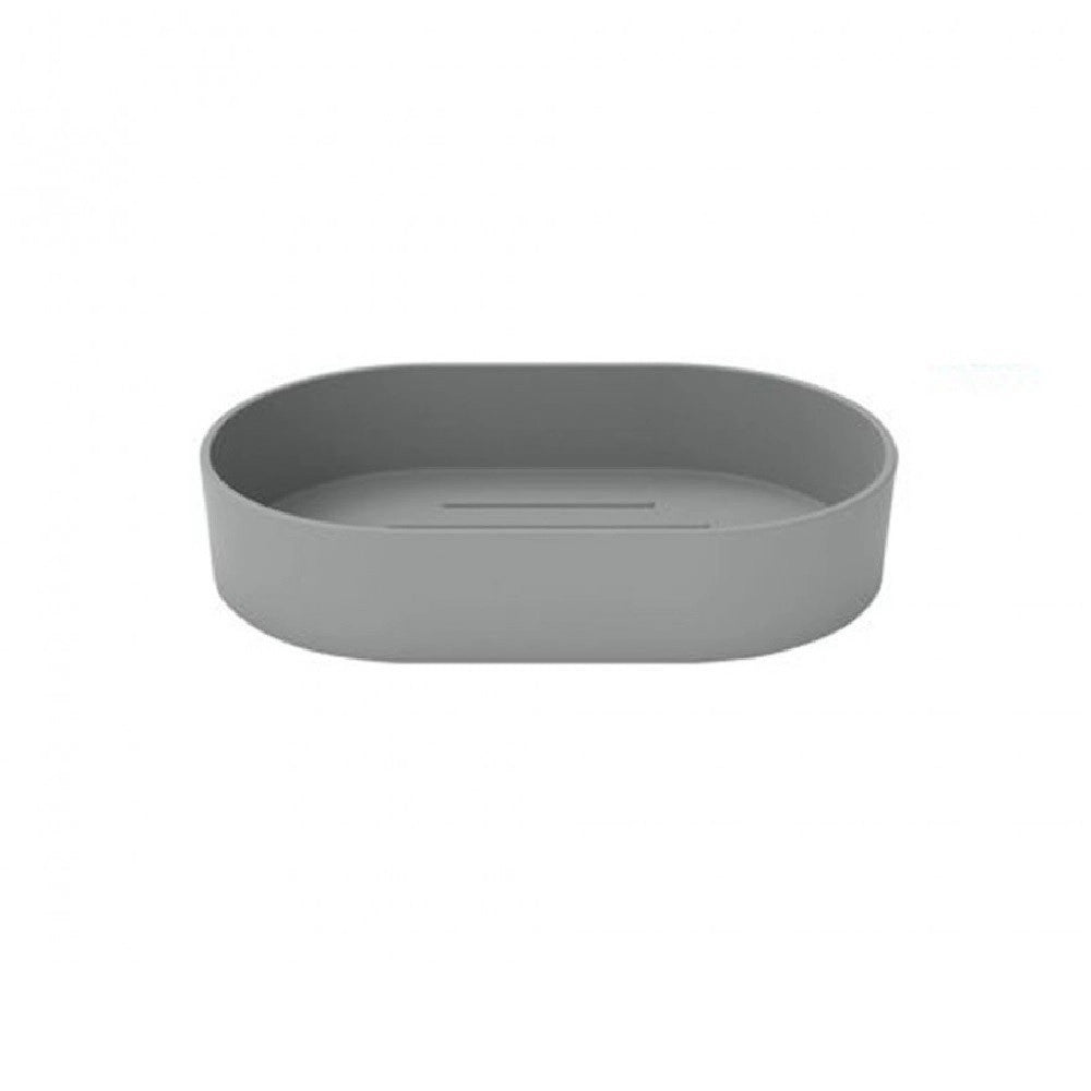Trade Shop - Portasapone Saponetta Da Bagno In Plastica Accessorio Grigio 13x8.5x2.5 Cm 69856 -