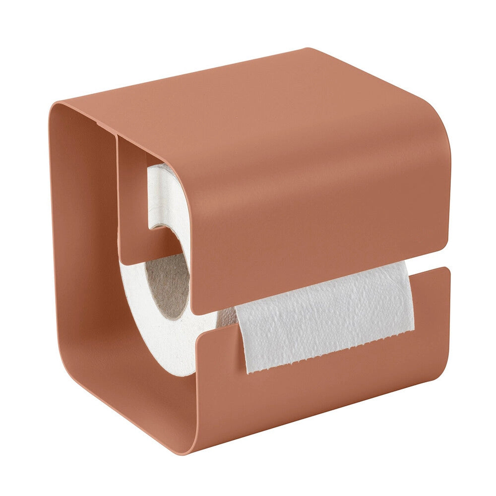 Porta rotolo bagno terracotta in acciaio senza fori Rea