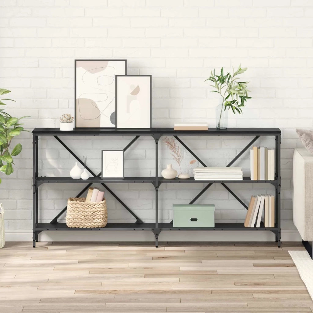 Tavolo consolle Rovere Nero 160 x 30 x 75 cm Legno multistrato