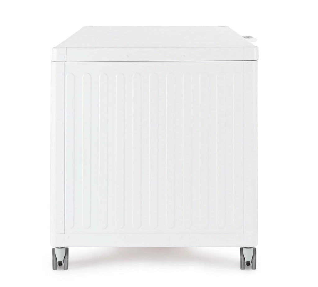 Baule Contenitore da Esterno 141,6x72x70h cm Apertura Facile e Ruote in Alluminio Ocean S Bianco