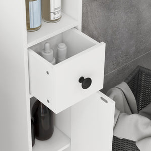 Mobile a Colonna Bagno 20x20x180 cm Design Slim in Legno Bianco